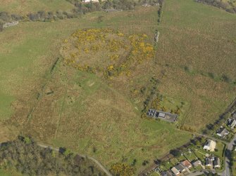 Oblique aerial view centred on the remains of the heavy anti aircraft battery, taken from the SW.