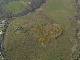 Oblique aerial view centred on the remains of the heavy anti aircraft battery, taken from the ESE.