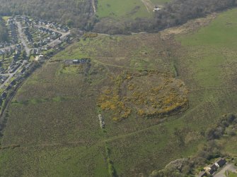 Oblique aerial view centred on the remains of the heavy anti aircraft battery, taken from the E.