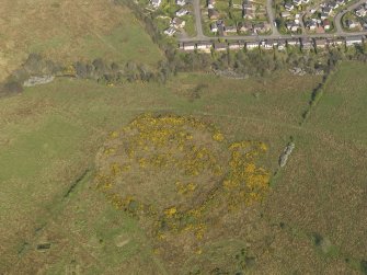 Oblique aerial view centred on the remains of the heavy anti aircraft battery, taken from the WSW.