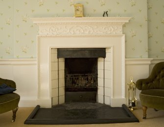 Interior. 1st floor, bedroom, detail of fireplace