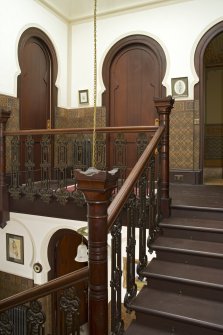 Interior. 1st floor, staircase, view from NW