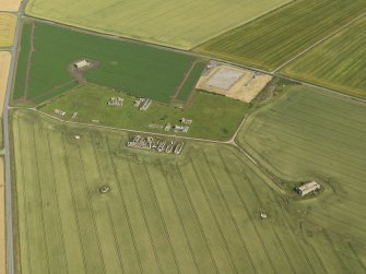 General oblique aerial view centred on the remains of the radar station, taken from the S.