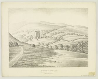 Neidpath Castle
Distant view
Insc: 'Nidpath Castle, from the bridge at Peebles.  Drawn from a Sketch taken there by A. Archer.  21. June 1836.  Edinburgh'
