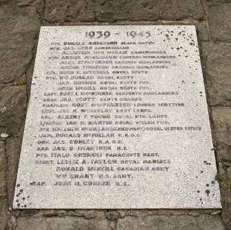 Detail of inscription panel; 2nd World War, various Regiments.