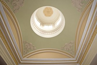 Interior. View of main hall ceiling and cupola