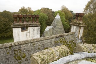 View of roof and chimneys