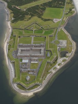 Oblique aerial view of Fort George centred on the fortifications, taken from the W.