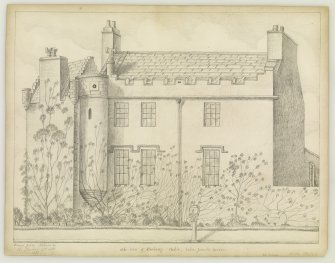 Sketch showing side elevation as viewed from the garden.