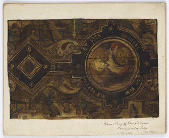 Edinburgh, 533 Castlehill, Palace and Chapel of Mary of Guise.
Fragment of painted ceiling-"Christ with Cross and Loaf of Bread".