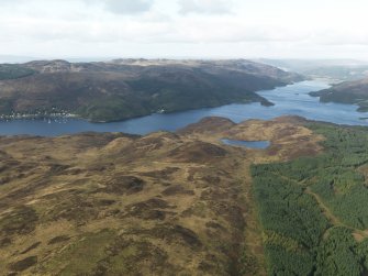 Oblique aerial view looking from Badlia Hill towards the Kyles of Bute, taken from the S.