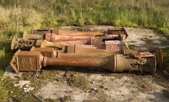 Detail of pile of cast iron fire alarm posts.