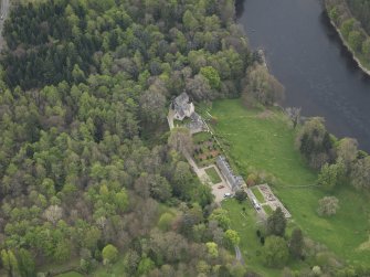 Oblique aerial view centred on the castle group, taken from the NE.