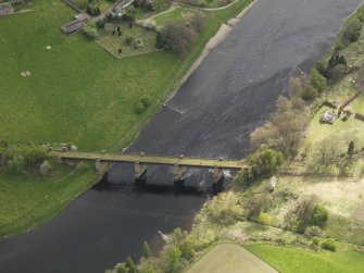 Oblique aerial view centred on the railway viaduct, taken from the N.