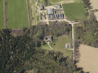 Oblique aerial view centred on the stable block, taken from the SSE.