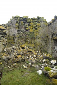 Interior view of the partially collapsed N gable of Old Vallay House, Vallay