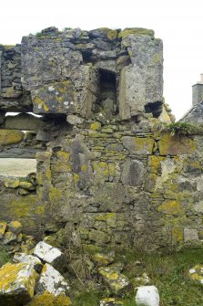 Interior detail. Central section of the E wall of Old Vallay House, Vallay