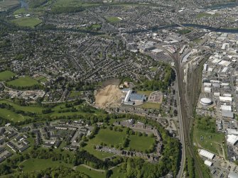 Oblique aerial view of Inverness with the railway station to top right, taken from the E.