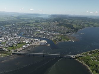 Oblique aerial view of the Citadel area of Inverness and the Longman Industrial Estate with Loch Ness beyond, taken from the NE.