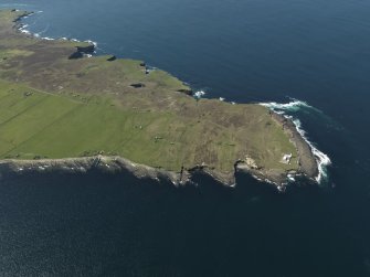 General oblique aerial view of the lighthouse on Stroma, taken from the ENE.