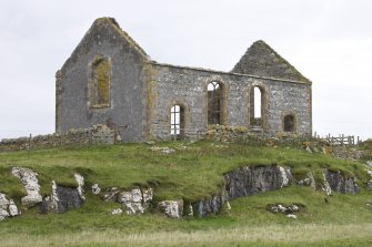 Distant view of Berneray Parliamentary Church, taken  from east south east