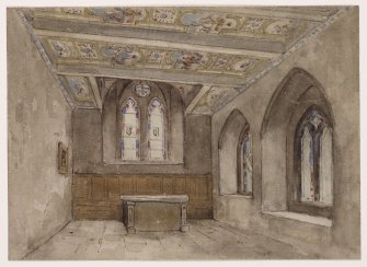 Perspective of interior of Chapel to East, Dowery house, Stobhall Castle.