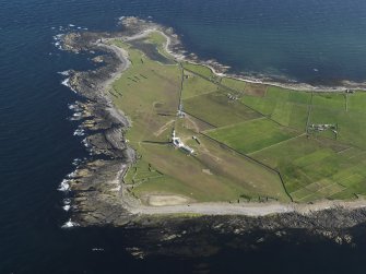 General oblique aerial view centred on Dennis Head lighthouse, taken from the NW.