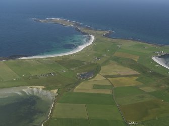 General oblique aerial view of Sanday looking towards Start Point, taken from the W.