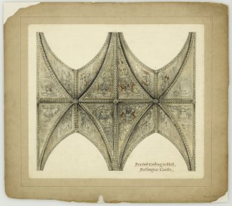 Design for painted ceiling in hall, Balbegno Castle


