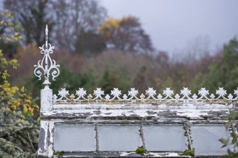 Glasshouse. W Section. Decorative ironwork. Detail