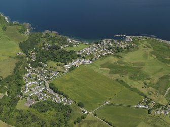 General oblique aerial view  of Carradale, taken from the SW.