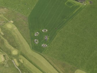 Oblique aerial view centred on the anti aircraft battery, taken from the SW.