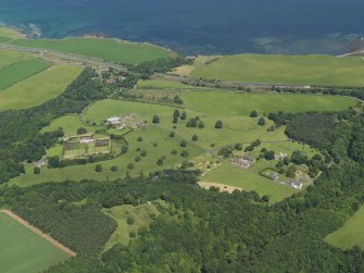 General oblique aerial view of Dunglass, taken from the SW.