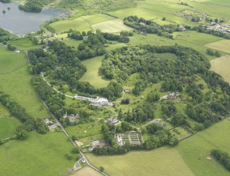 General oblique aerial view of Threave House and policies, taken from the W.