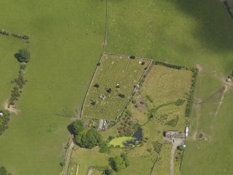 Oblique aerial view of Kelton Old Parish Church, taken from the SW.