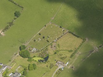 Oblique aerial view of Kelton Old Parish Church, taken from the SSW.