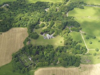 General oblique aerial view of Argrennan House and policies, taken from the SE.