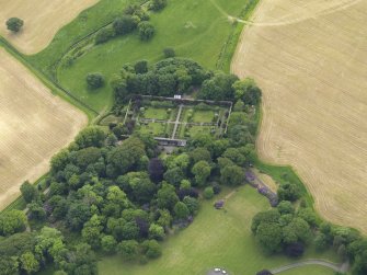 Oblique aerial view of Argrennan House walled garden, taken from the NNW.