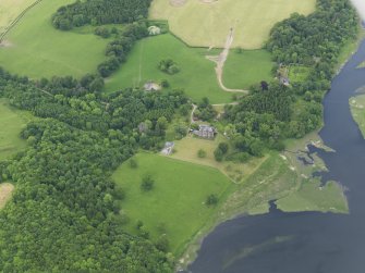 General oblique aerial view of Cumstoun House and policies, taken from the SSE.