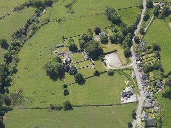 General oblique aerial view of Dundrennan Abbey, taken from the NNE.