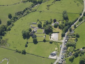 General oblique aerial view of Dundrennan Abbey, taken from the N.