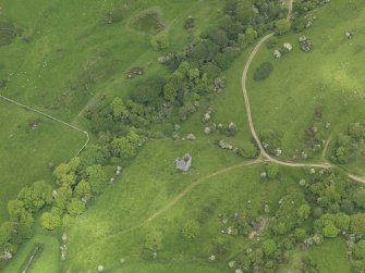 General oblique aerial view of Plunton Castle, taken from the S.