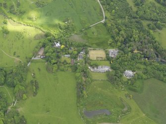 General oblique aerial view of Knockbrex and policies, taken from the SW.