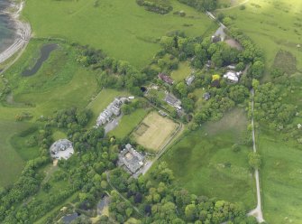 General oblique aerial view of Knockbrex and policies, taken from the SE.