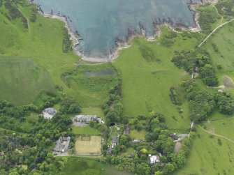 General oblique aerial view of Knockbrex and policies, taken from the NE.