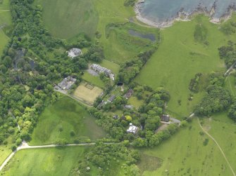 General oblique aerial view of Knockbrex and policies, taken from the NNE.