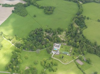 General oblique aerial view of Gelston Castle and policies, taken from the SW.