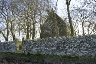 General view of Cruggleton Old Parish Church including entrance gate, taken from WSW