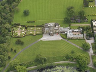 Oblique aerial view of Kinmount House and rose garden, taken from the N.