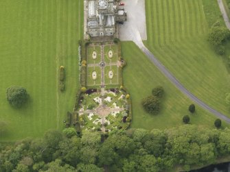 Oblique aerial view of Kinmount House rose garden, taken from the E.